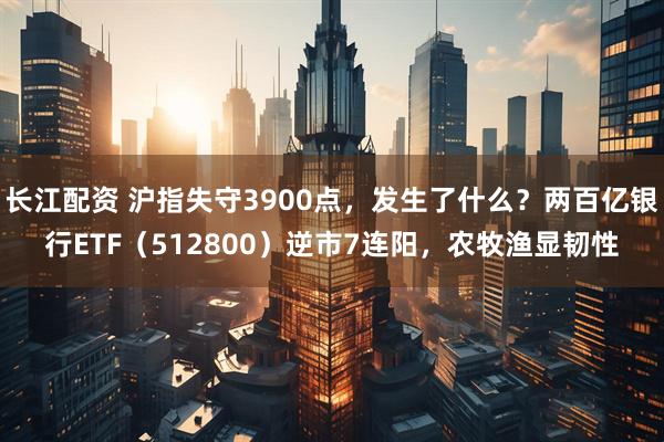 长江配资 沪指失守3900点，发生了什么？两百亿银行ETF（512800）逆市7连阳，农牧渔显韧性