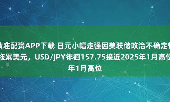 精准配资APP下载 日元小幅走强因美联储政治不确定性拖累美元，USD/JPY徘徊157.75接近2025年1月高位
